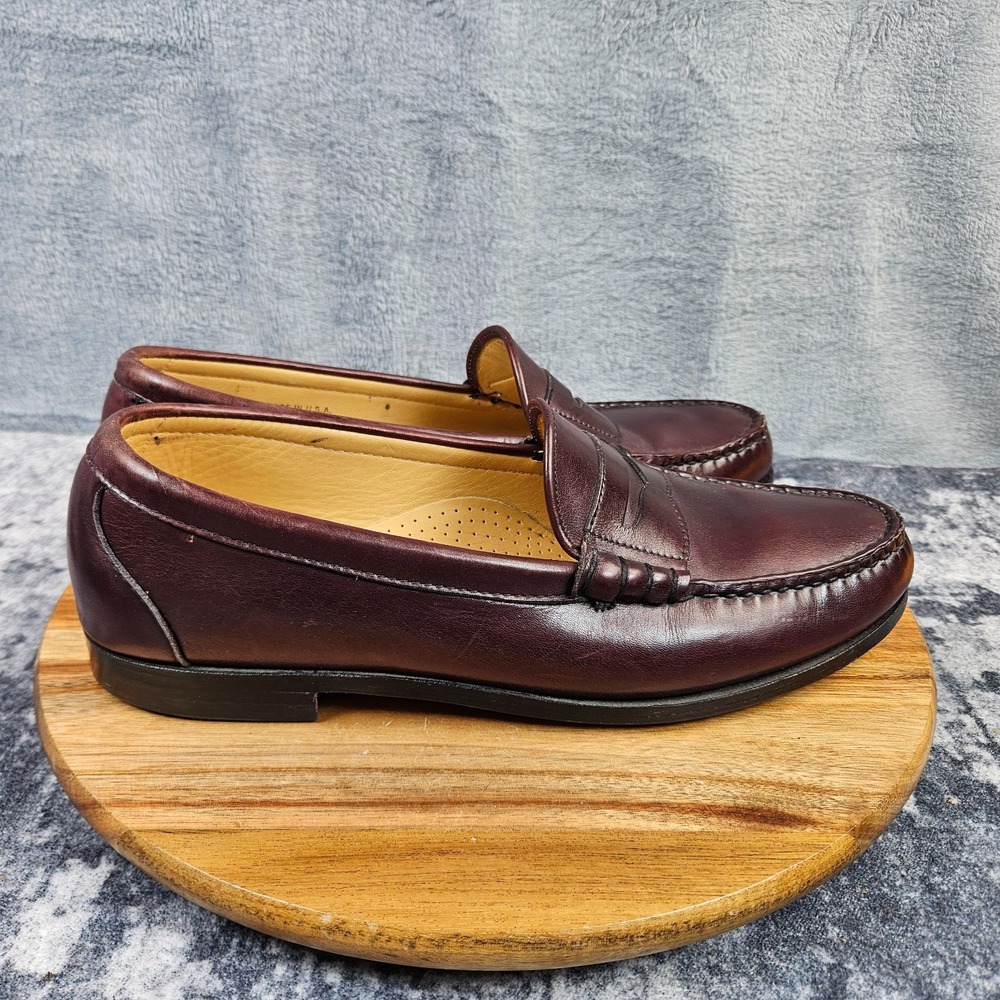 Allen Edmonds Essex Penny Loafers Mens 11 D Burgundy Leather Slip On USA 42065
